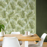 802982WR palm leaf peel and stick wallpaper dining room from Tommy Bahama