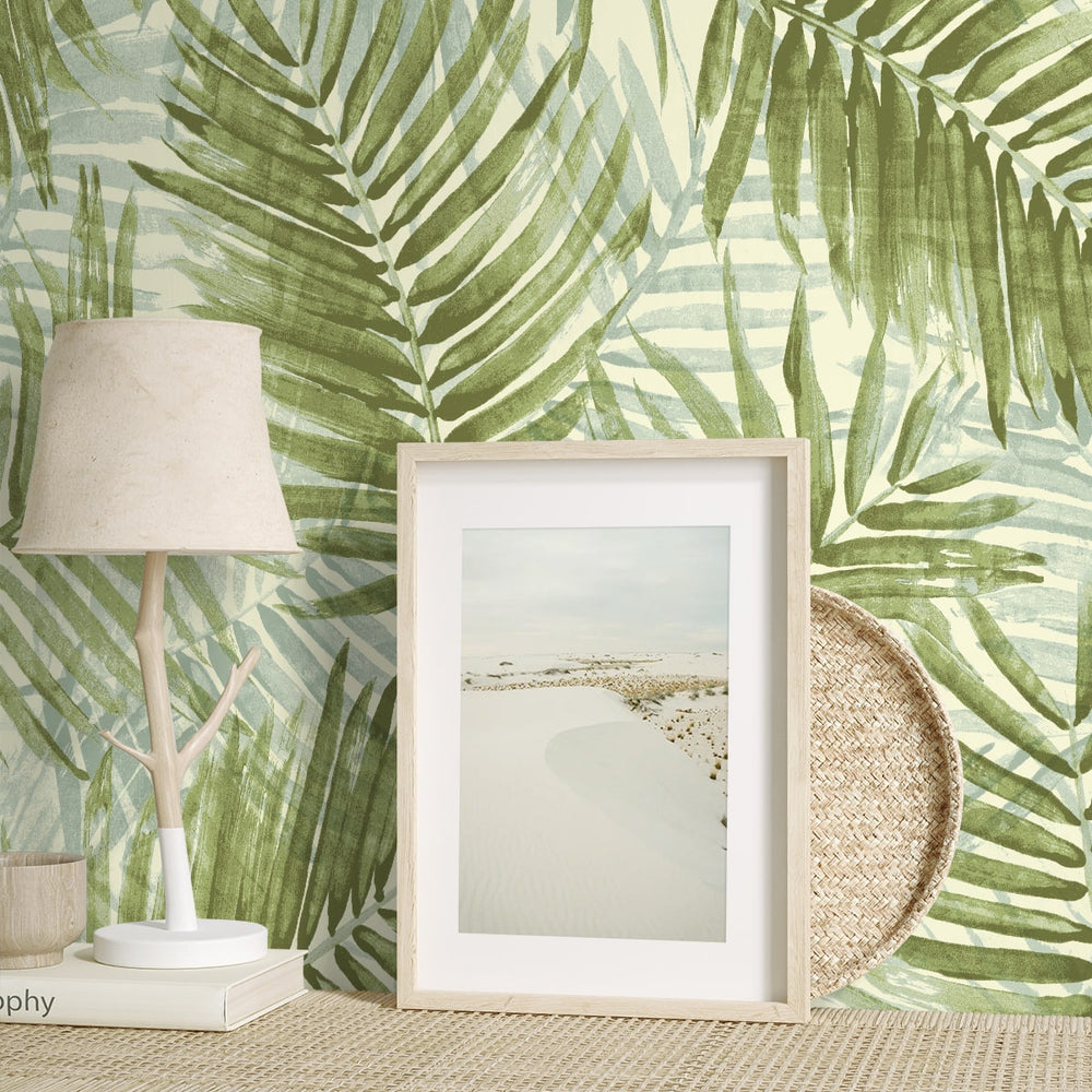 
                  
                    802982WR palm leaf peel and stick wallpaper accent from Tommy Bahama
                  
                