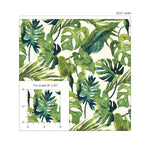 802990WR leaf peel and stick wallpaper scale from Tommy Bahama