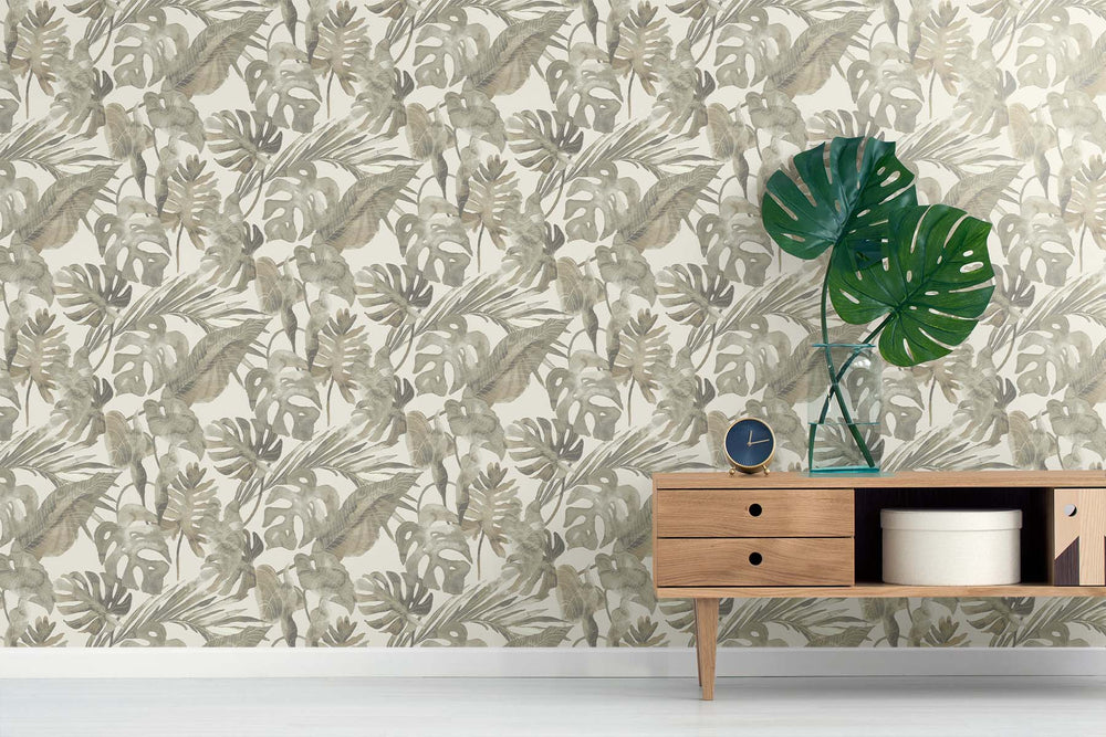 802991WR leaf peel and stick wallpaper entryway from Tommy Bahama