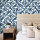 802992WR leaf peel and stick wallpaper bedroom from Tommy Bahama