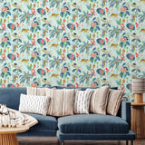 803010WR Heavenly Kingdom jungle peel and stick wallpaper living room from Tommy Bahama Home