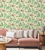 803011WR Heavenly Kingdom jungle peel and stick wallpaper living room from Tommy Bahama Home