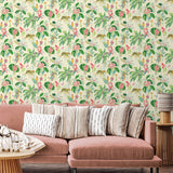 803011WR Heavenly Kingdom jungle peel and stick wallpaper living room from Tommy Bahama Home