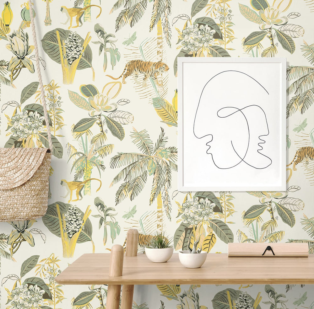 803012WR Heavenly Kingdom jungle peel and stick wallpaper accent from Tommy Bahama Home