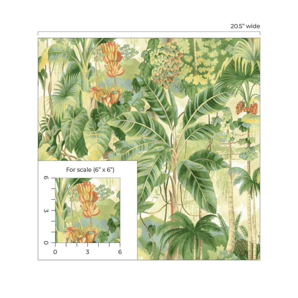 803020WR Nature Lover tropical peel and stick wallpaper scale from Tommy Bahama Home