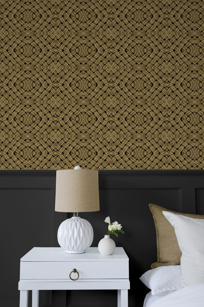 803031WR rope peel and stick wallpaper bedroom from Tommy Bahama