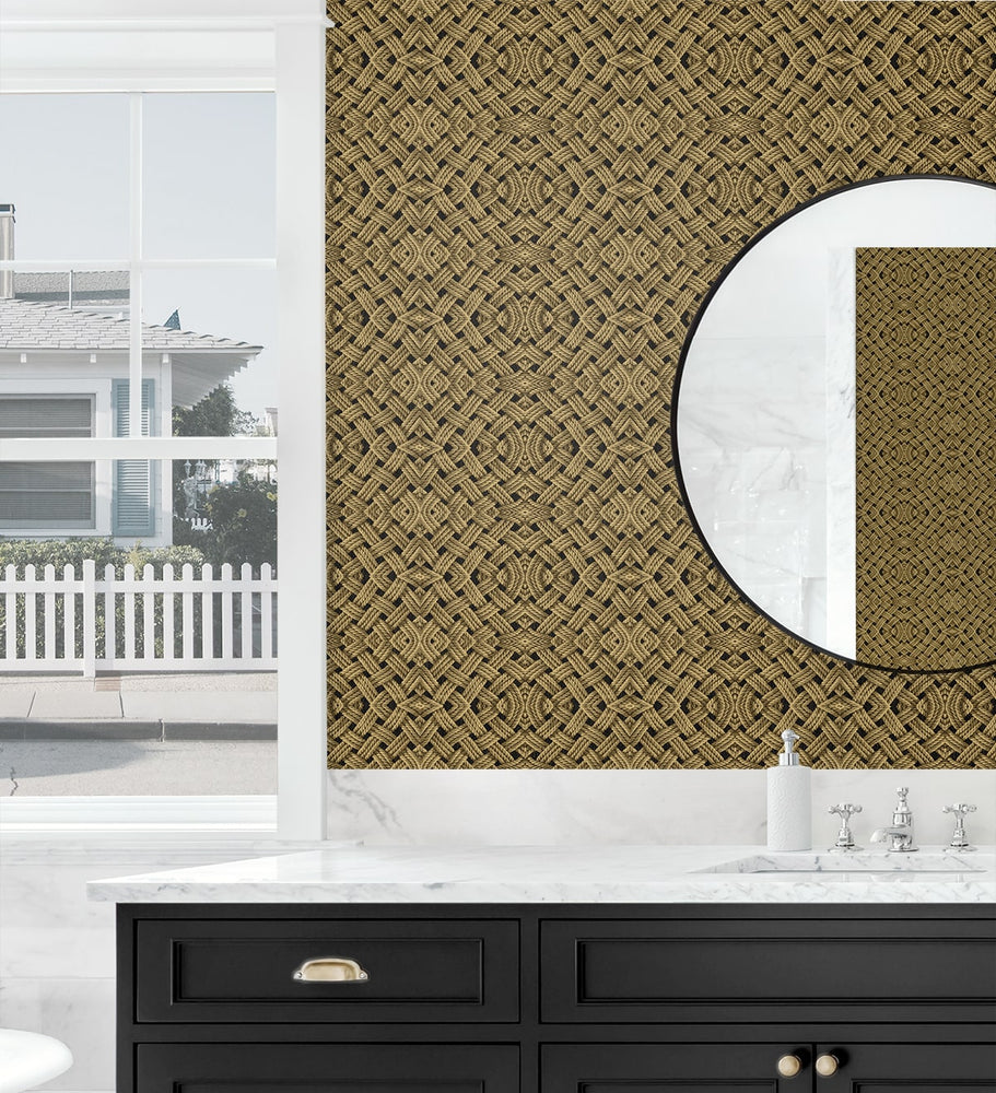 803031WR rope peel and stick wallpaper bathroom from Tommy Bahama