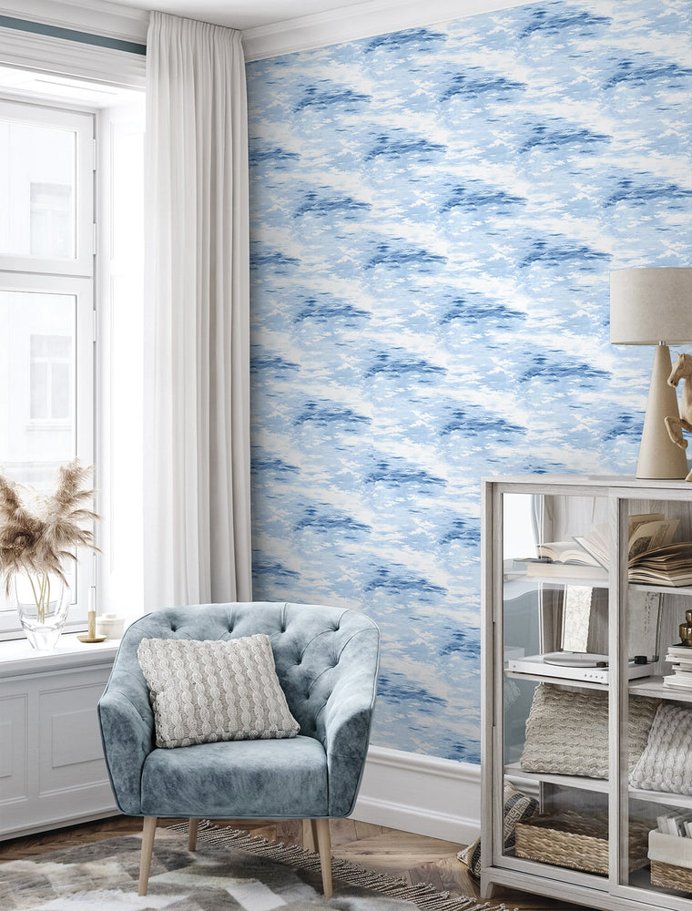 803050WR cloud peel and stick wallpaper living room from Tommy Bahama