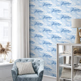 803050WR cloud peel and stick wallpaper living room from Tommy Bahama