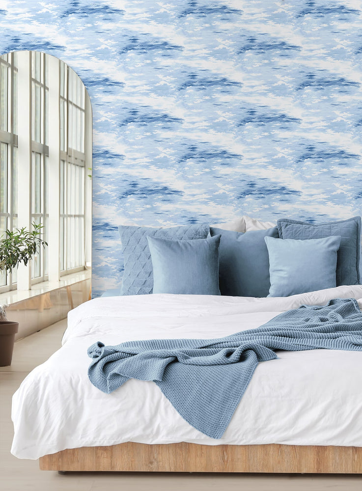 803050WR cloud peel and stick wallpaper bedroom from Tommy Bahama