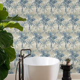 880020WR Cat Island botanical peel and stick wallpaper bathroom from Tommy Bahama Home