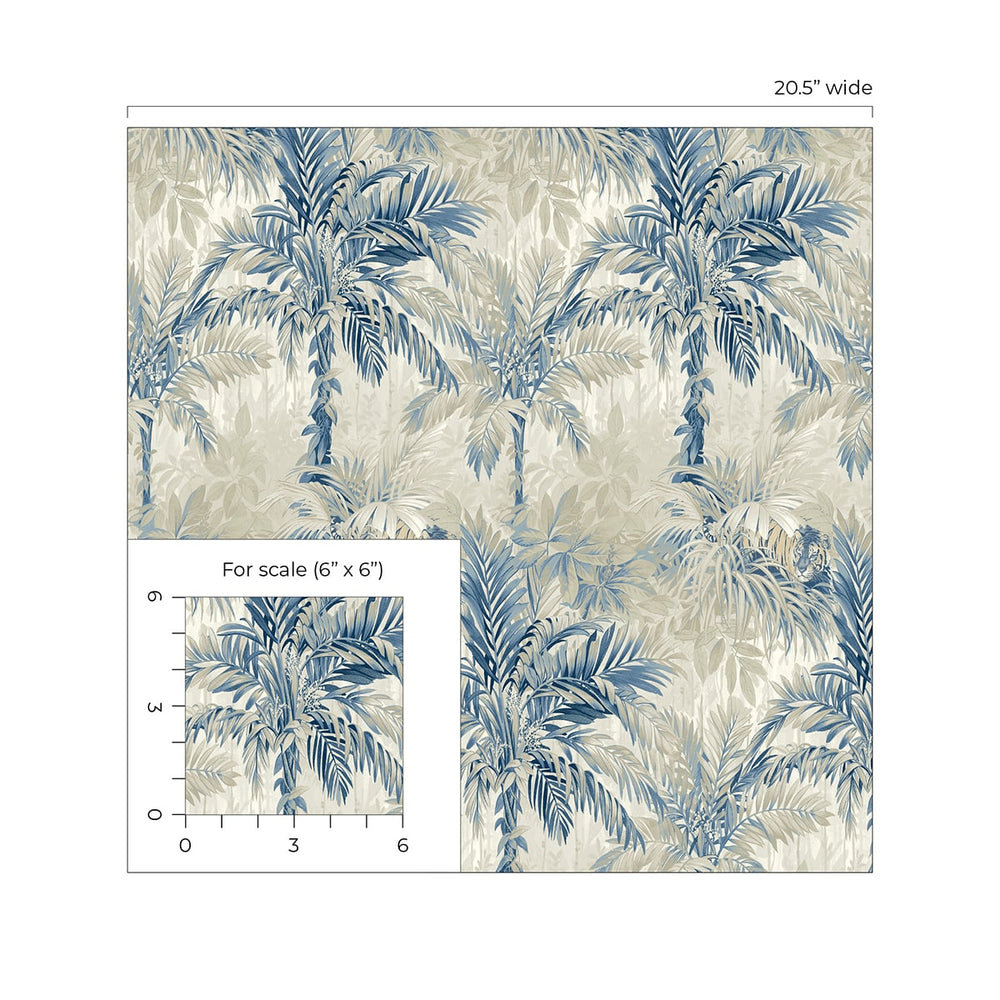 880020WR Cat Island botanical peel and stick wallpaper scale from Tommy Bahama Home