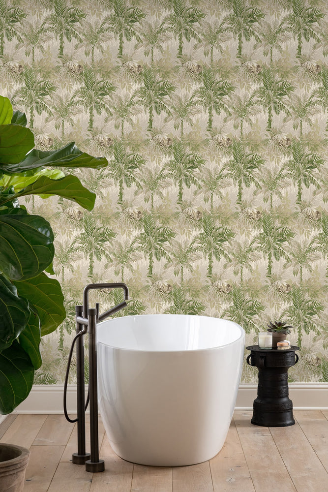 880021WR Cat Island botanical peel and stick wallpaper bathroom from Tommy Bahama Home
