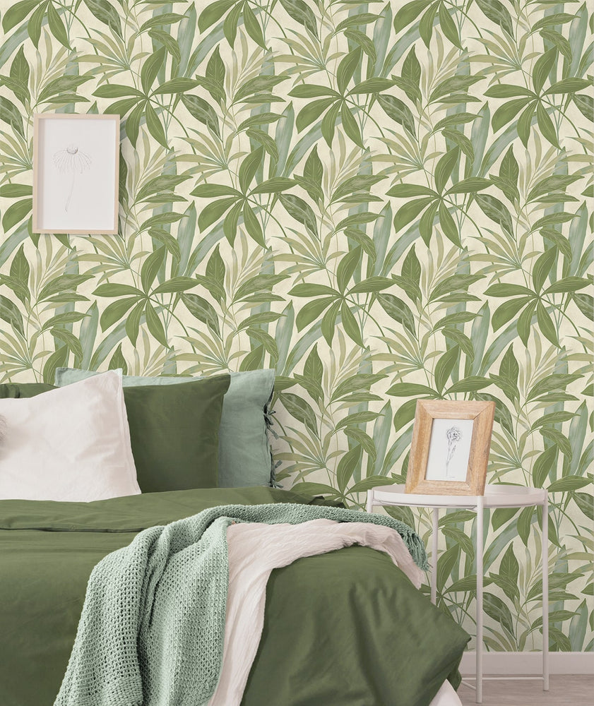 880030WR buena vista leaf peel and stick wallpaper bedroom from Tommy Bahama Home