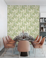 880030WR buena vista leaf peel and stick wallpaper dining room from Tommy Bahama Home