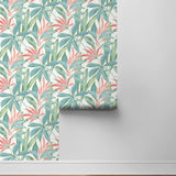 880031WR buena vista leaf peel and stick wallpaper roll from Tommy Bahama Home