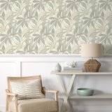 880032WR buena vista leaf peel and stick wallpaper living room from Tommy Bahama Home
