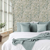 880042WR botanical leaf peel and stick wallpaper bedroom Chillin Out from Tommy Bahama Home