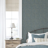 880070WR Exuma faux weave peel and stick wallpaper bedroom from Tommy Bahama Home