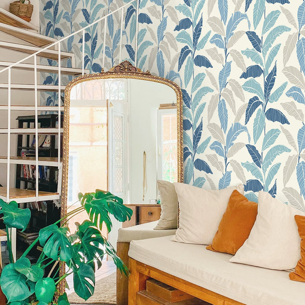 
                  
                    880080WR Leafy tropical botanical peel and stick wallpaper living room from Tommy Bahama Home
                  
                