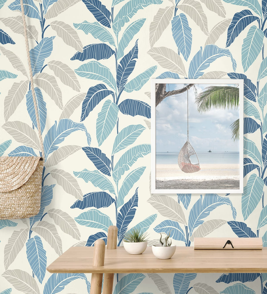 880080WR Leafy tropical botanical peel and stick wallpaper decor from Tommy Bahama Home