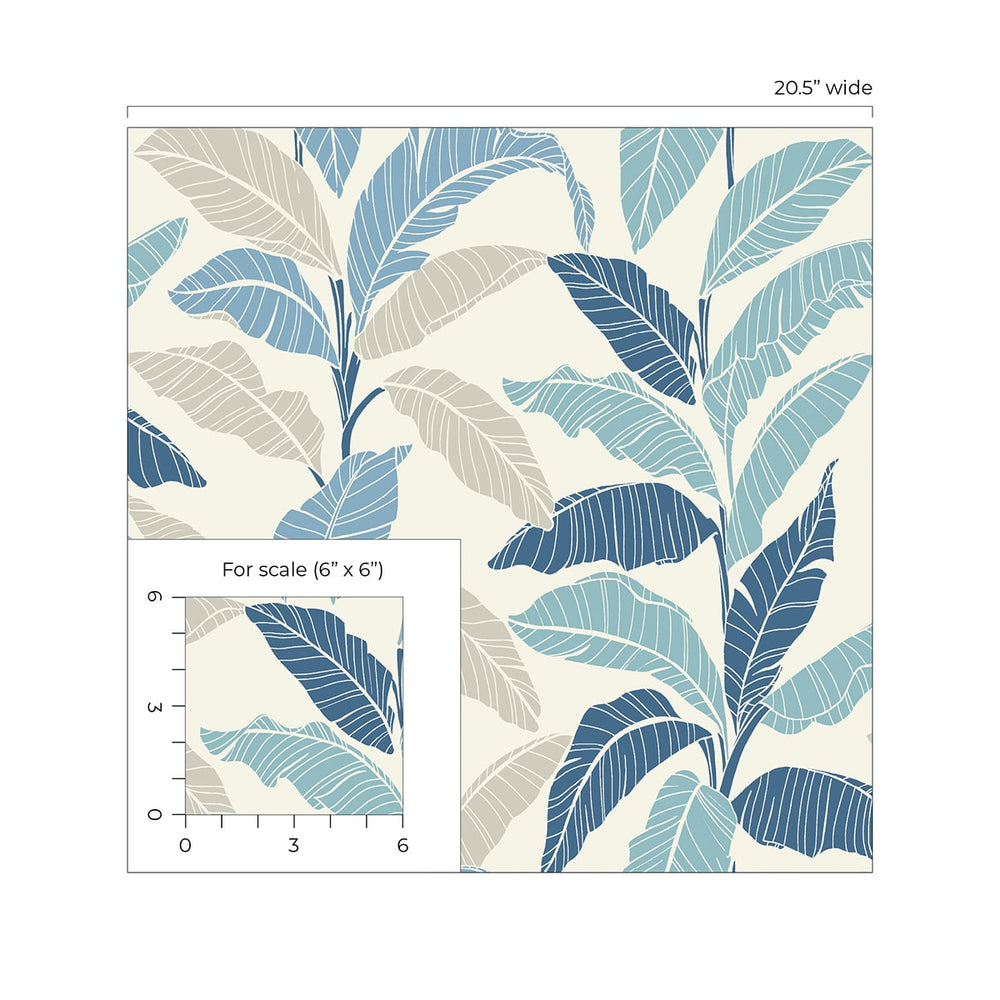 880080WR Leafy tropical botanical peel and stick wallpaper scale from Tommy Bahama Home