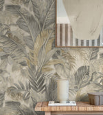 880100WR Nassau palm leaf peel and stick wallpaper decor from Tommy Bahama Home