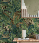 880101WR Nassau palm leaf peel and stick wallpaper decor from Tommy Bahama Home