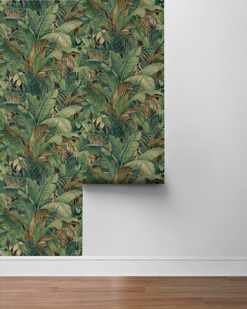 880101WR Nassau palm leaf peel and stick wallpaper roll from Tommy Bahama Home