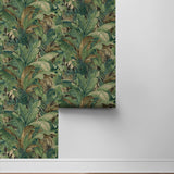 880101WR Nassau palm leaf peel and stick wallpaper roll from Tommy Bahama Home