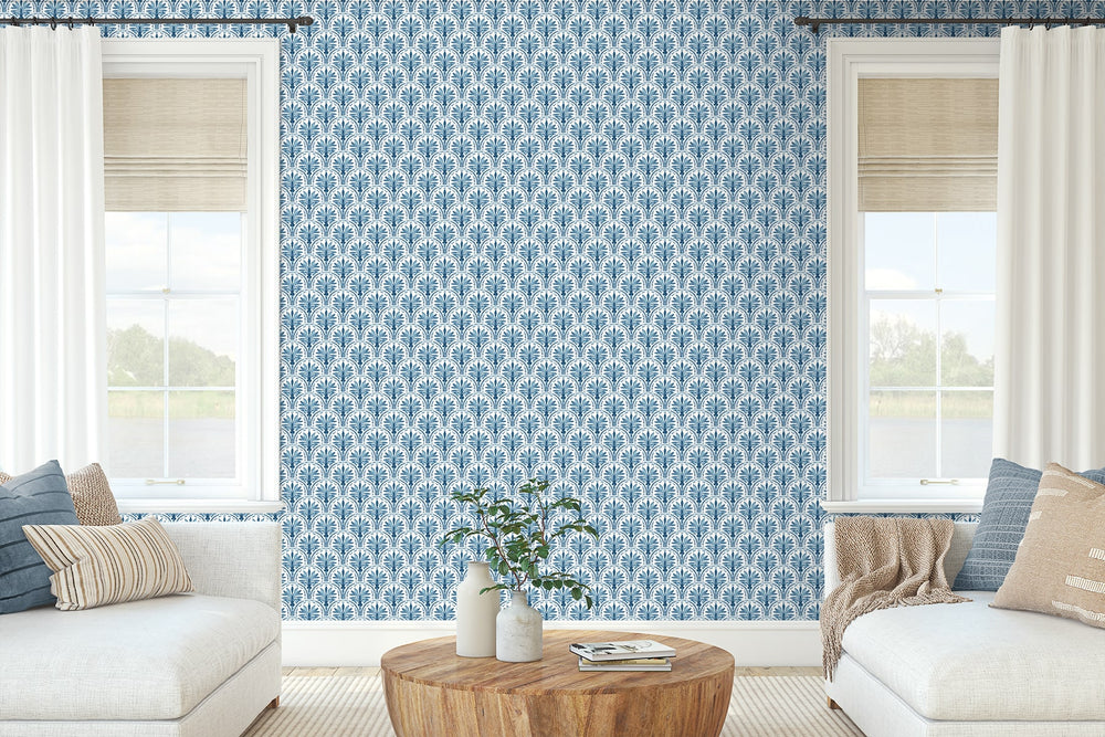 880120WR Scalloping geometric peel and stick wallpaper living room from Tommy Bahama Home