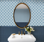 880120WR Scalloping geometric peel and stick wallpaper bathroom from Tommy Bahama Home