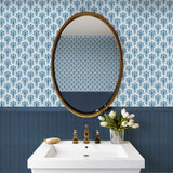 880120WR Scalloping geometric peel and stick wallpaper bathroom from Tommy Bahama Home
