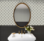 880121WR Scalloping geometric peel and stick wallpaper bathroom from Tommy Bahama Home