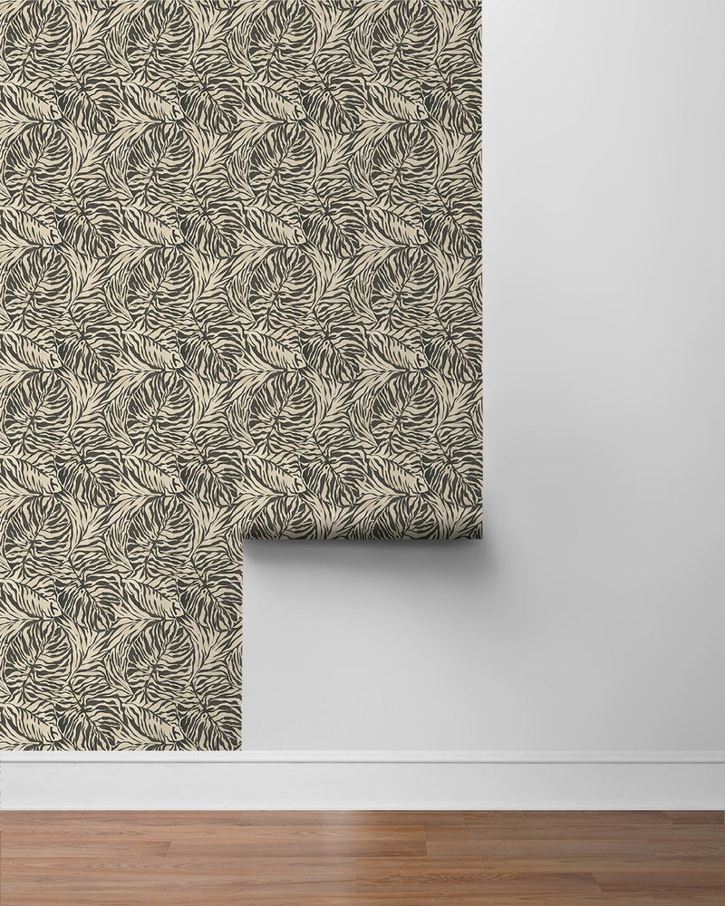 880160WR zebra leaf peel and stick wallpaper roll from Tommy Bahama Home