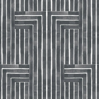 Mitchell Black Chiseled Geometric Wallpaper