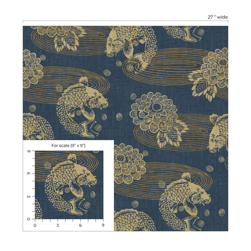 AF40602 koi fish wallpaper scale from Seabrook Designs