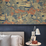 AF40806 toile wallpaper bedroom from Seabrook Designs