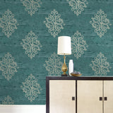 AF41104 damask unpasted wallpaper entryway from Seabrook Designs