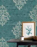 AF41104 damask unpasted wallpaper decor from Seabrook Designs