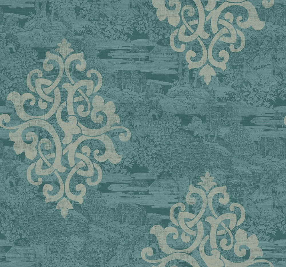 Eaton Damask Unpasted Wallpaper