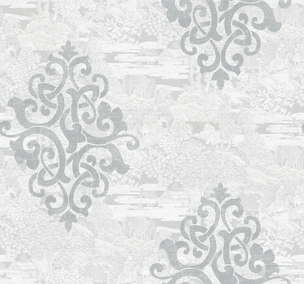 AF41108 damask unpasted wallpaper from Seabrook Designs