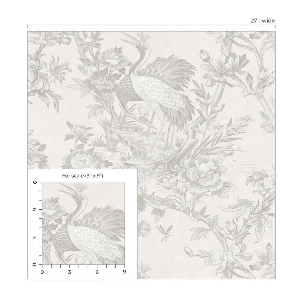 AF41300 crane toile unpasted wallpaper scale from Seabrook Designs