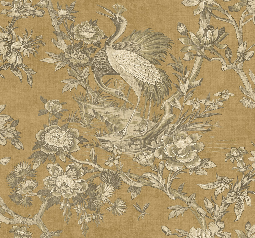 AF41305 crane toile unpasted wallpaper from Seabrook Designs