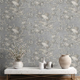 AF41308 crane toile unpasted wallpaper entryway from Seabrook Designs