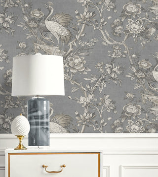 AF41308 crane toile unpasted wallpaper decor from Seabrook Designs