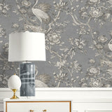 AF41308 crane toile unpasted wallpaper decor from Seabrook Designs