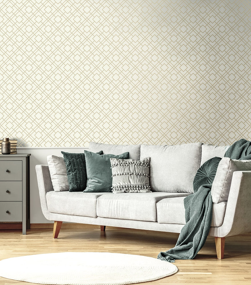 AF41405 geometric lattice wallpaper living room from Seabrook Designs