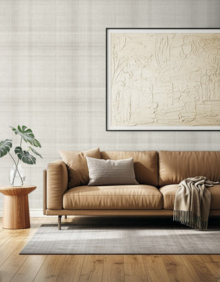 AG60500 Bali Tropical Oasis Faux Linen Embossed Vinyl Unpasted Wallpaper Living Room at Say Decor